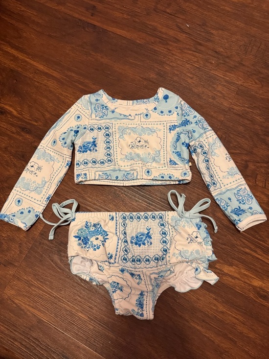 SweetHoney Other - SweetHoney Light Blue Paisley Print Girls Swim Set